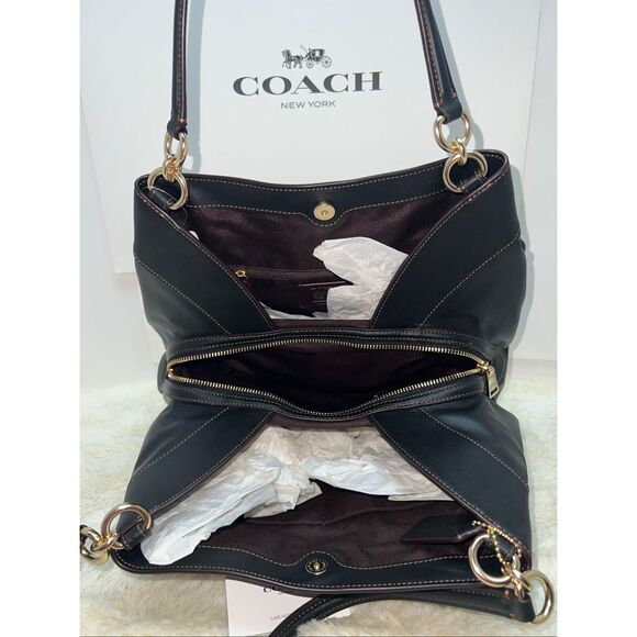 🔥🎁NWT! Coach Lexy Shoulder Bag Legacy Jacquard Milk/Black Msrp:$375.00 - Picture 4 of 7